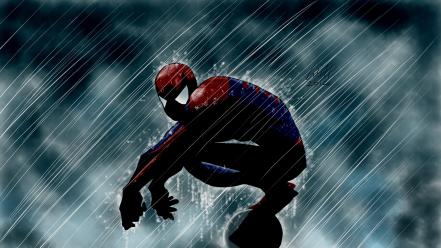 Marvel comics spider-man fan art rain wallpaper