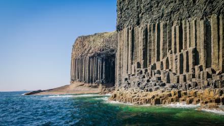 Scotland uninhabited cliffs columns islands wallpaper