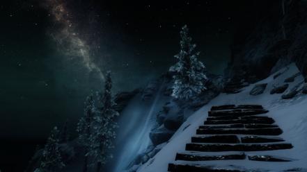 🥇 Scrolls v skyrim mountains night paths snow wallpaper | (96237)