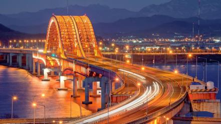 South korea atom bridges cityscapes lights wallpaper