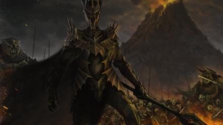 The rings online sauron fantasy art volcanoes wallpaper