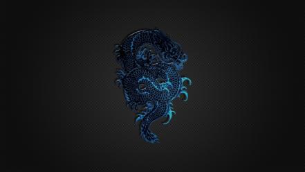 Abstract black blue carbon fiber dragons wallpaper