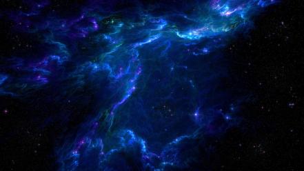 Blue gas nebulae outer space stars wallpaper