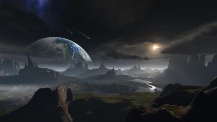 Earth fantasy art outer space planets science fiction wallpaper