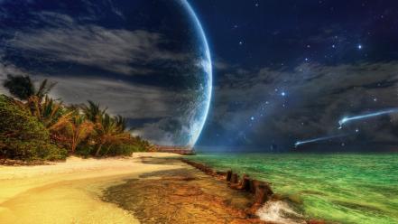 Landscapes outer space photo manipulation planets science fiction wallpaper