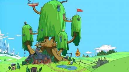 With finn and jake tree house trees wallpaper