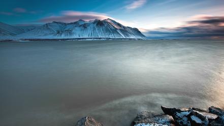 Iceland coast landscapes mountains ocean wallpaper