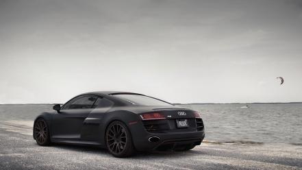 Audi r8 black cars ocean scenic wallpaper