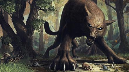 Creatures fantasy art forests wolves wallpaper
