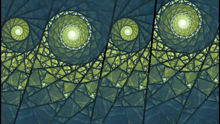 Abstract blue fractals green lanterns wallpaper