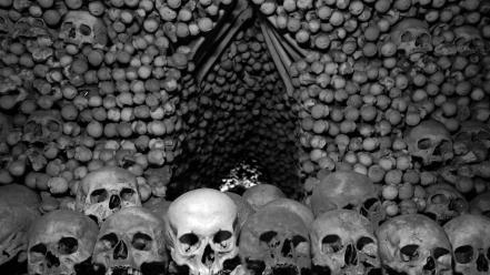 Czech republic bones chapel churches skulls wallpaper