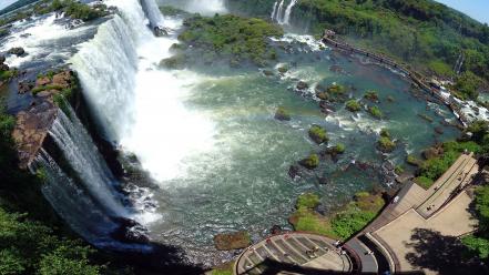 Iguazu falls nature panorama circle waterfalls wallpaper