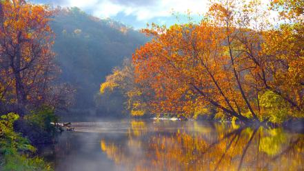 Ohio autumn lakes mountains reflections wallpaper