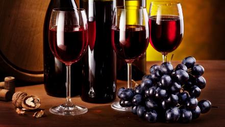 Bottles food glass grapes wine wallpaper