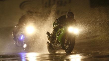Dark motorcycles night rain wallpaper