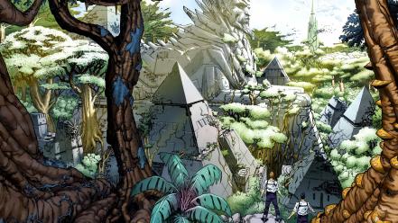 Marvel comics shield jungle pyramids wallpaper