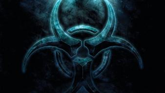 Blue biohazard symbol wallpaper