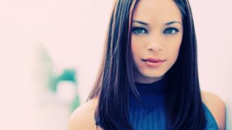 Brunettes women close-up blue eyes people kristin kreuk wallpaper