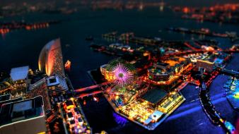 Japan cityscapes architecture buildings yokohama tilt-shift wallpaper