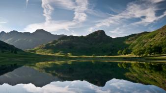 Mountains clouds landscapes nature reflections wallpaper