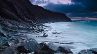 Mountains landscapes coast rocks sea