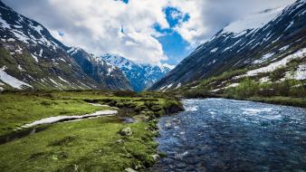 Mountains landscapes nature valley norway rivers wallpaper