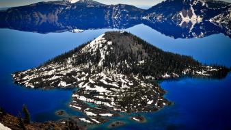 Nature snow oregon lakes crater lake reflections wallpaper