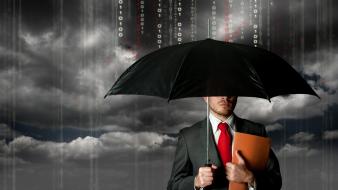 Rain men binary code umbrellas wallpaper