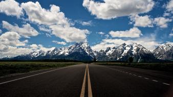 Roads grand teton national park skyscapes snowy wallpaper