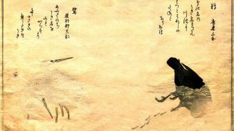 Birds japanese artwork cormorant writing egrets kitagawa utamaro wallpaper