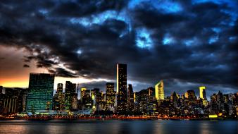 Clouds cityscapes lights buildings wallpaper