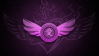 Love wings pink hearts wallpaper