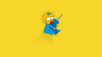 Minimalistic babies the simpsons maggie simpson yellow background wallpaper