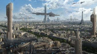 Paris futuristic fantasy art science fiction cities wallpaper