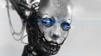 Robots futuristic artwork faces androids wallpaper
