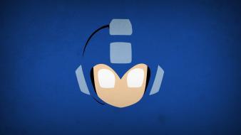 Video games minimalistic mega man blue background blo0p wallpaper