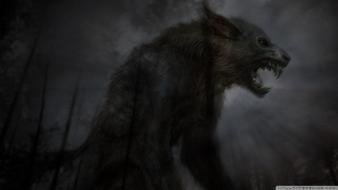 Black fantasy art wolves wallpaper