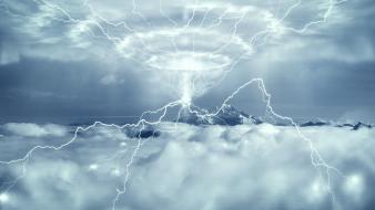 Clouds lightning bolts science fiction