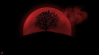 Moon outer space red science fiction wallpaper