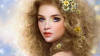 Ruoxing zhang artwork blondes blue eyes curly hair wallpaper