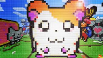 Minecraft nyan cat artwork hamtaro pixel art wallpaper