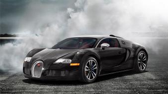 Bugatti veyron black cars mist smoke wallpaper