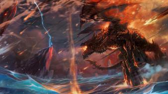 Cataclysm deathwing fan art video games wings wallpaper