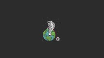 Earth astronauts cartoonish funny outer space wallpaper