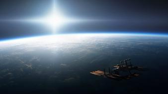 Earth international space station sun satellite wallpaper