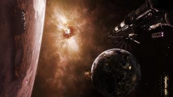 Fantasy art nebulae outer space planets science fiction wallpaper