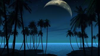 Moon night watch beaches wallpaper