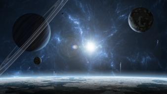 Saturn abstract outer space planets spacescape wallpaper