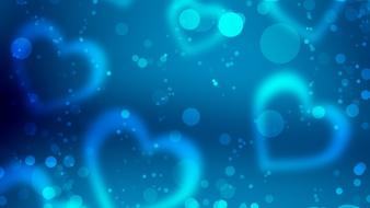 Abstract blue background circles hearts wallpaper