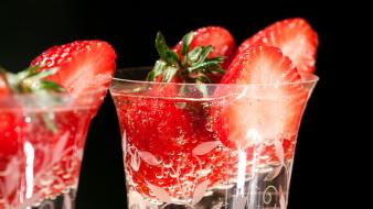 Black background drinks food fruits glass